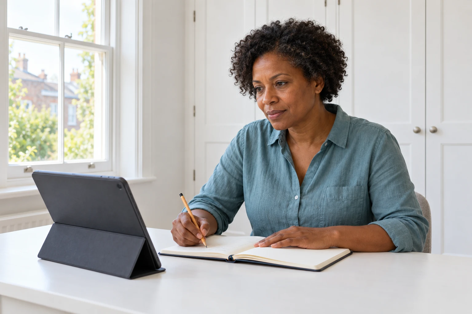 A shopper taking time to review an offer on a tablet