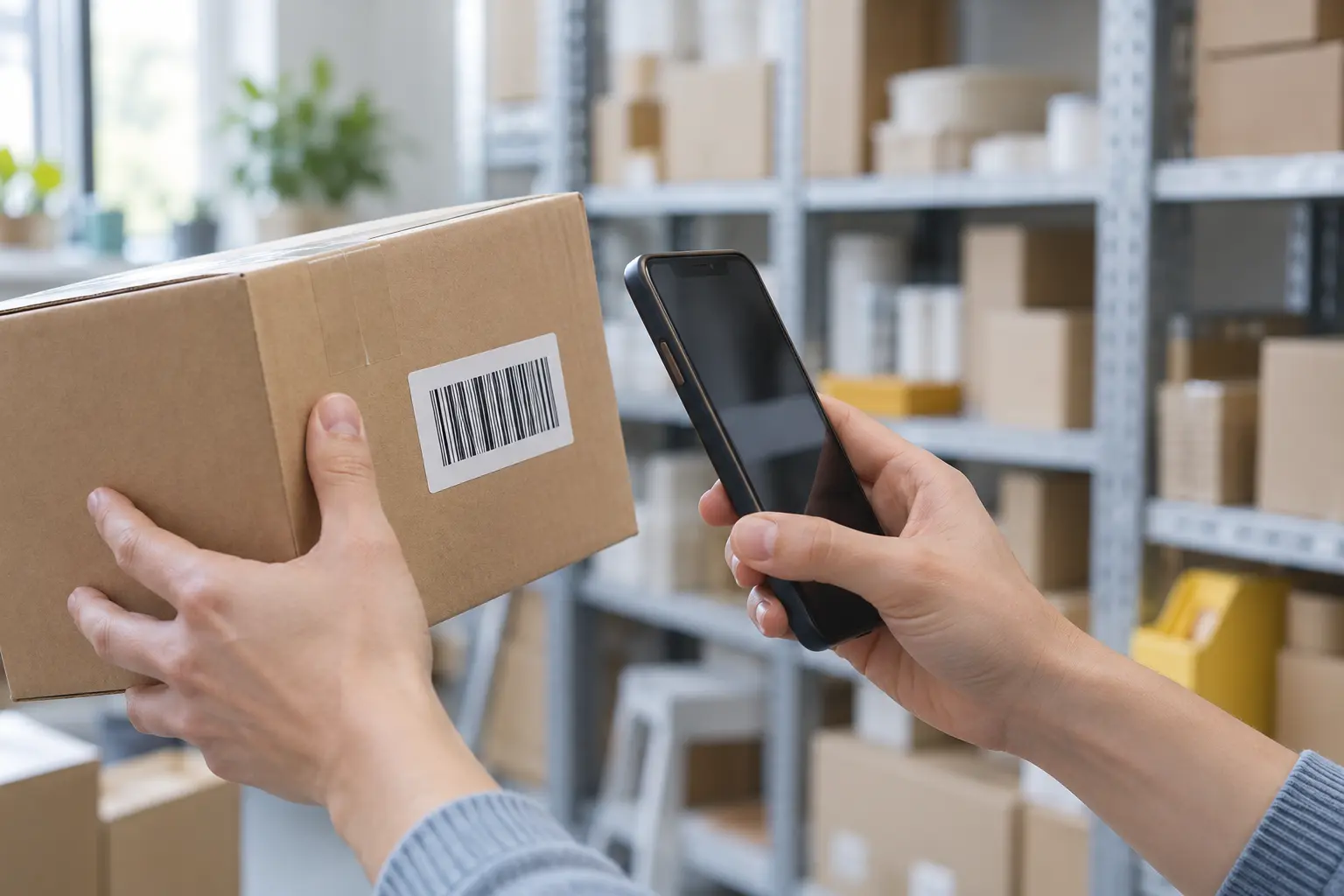 A shopper scanning a product barcode to check its details
