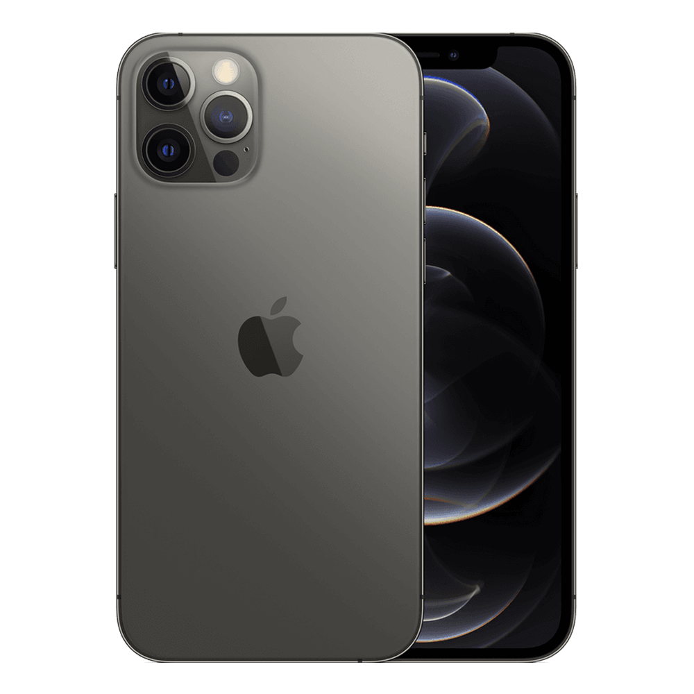 Supplied Apple iPhone 12 Pro packshot in Graphite, front and back