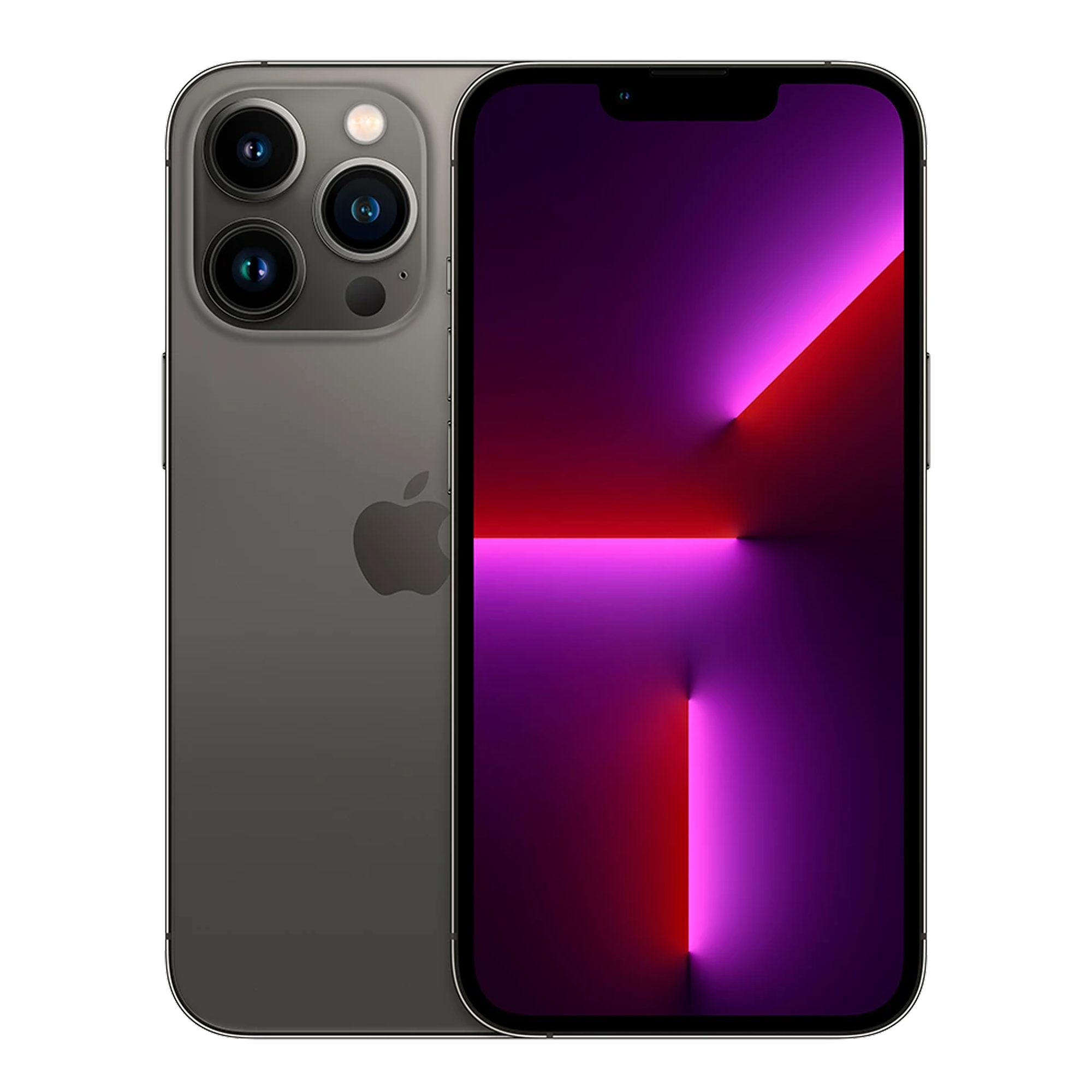 Supplied Apple iPhone 13 Pro packshot in Graphite, front and back