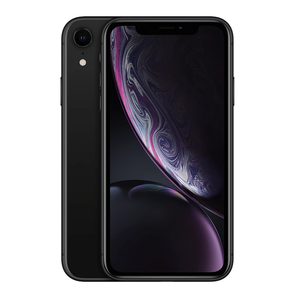 Supplied Apple iPhone XR packshot in Black, front and back