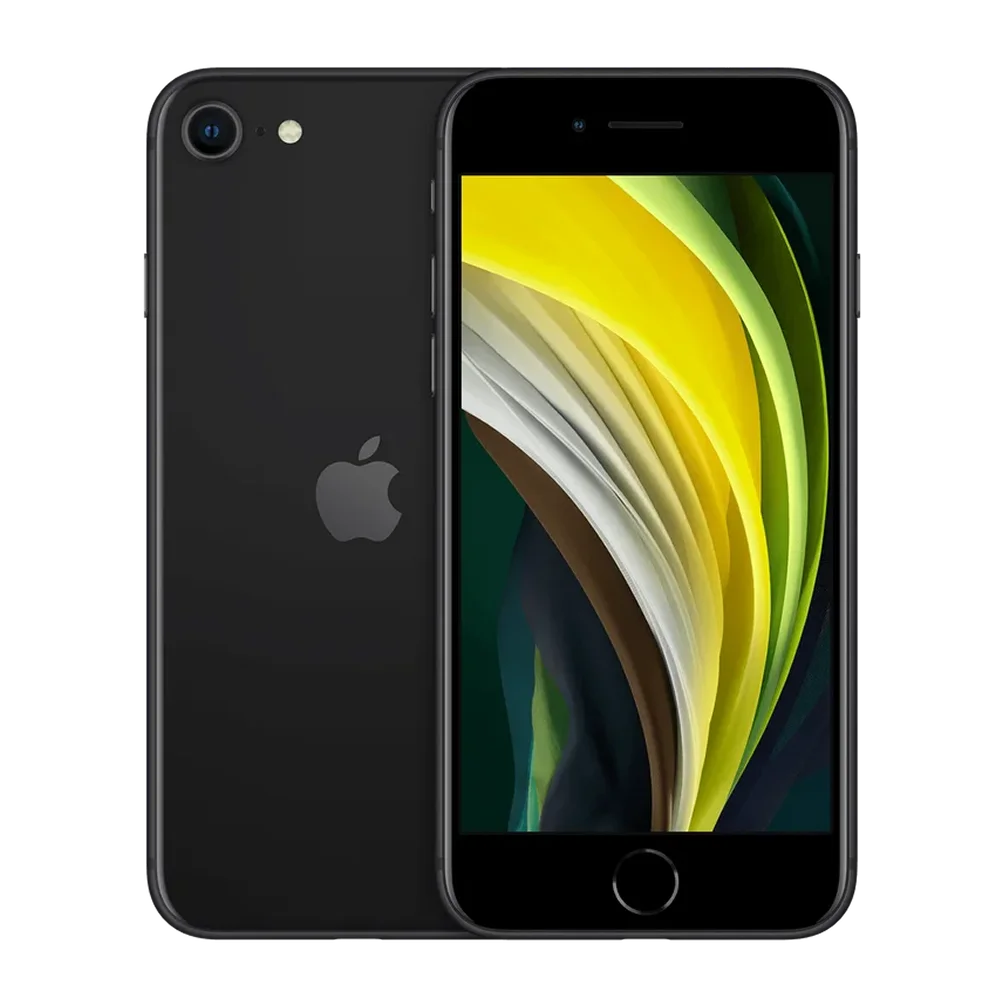 Supplied Apple iPhone SE (2nd generation) in Black model image, front and back