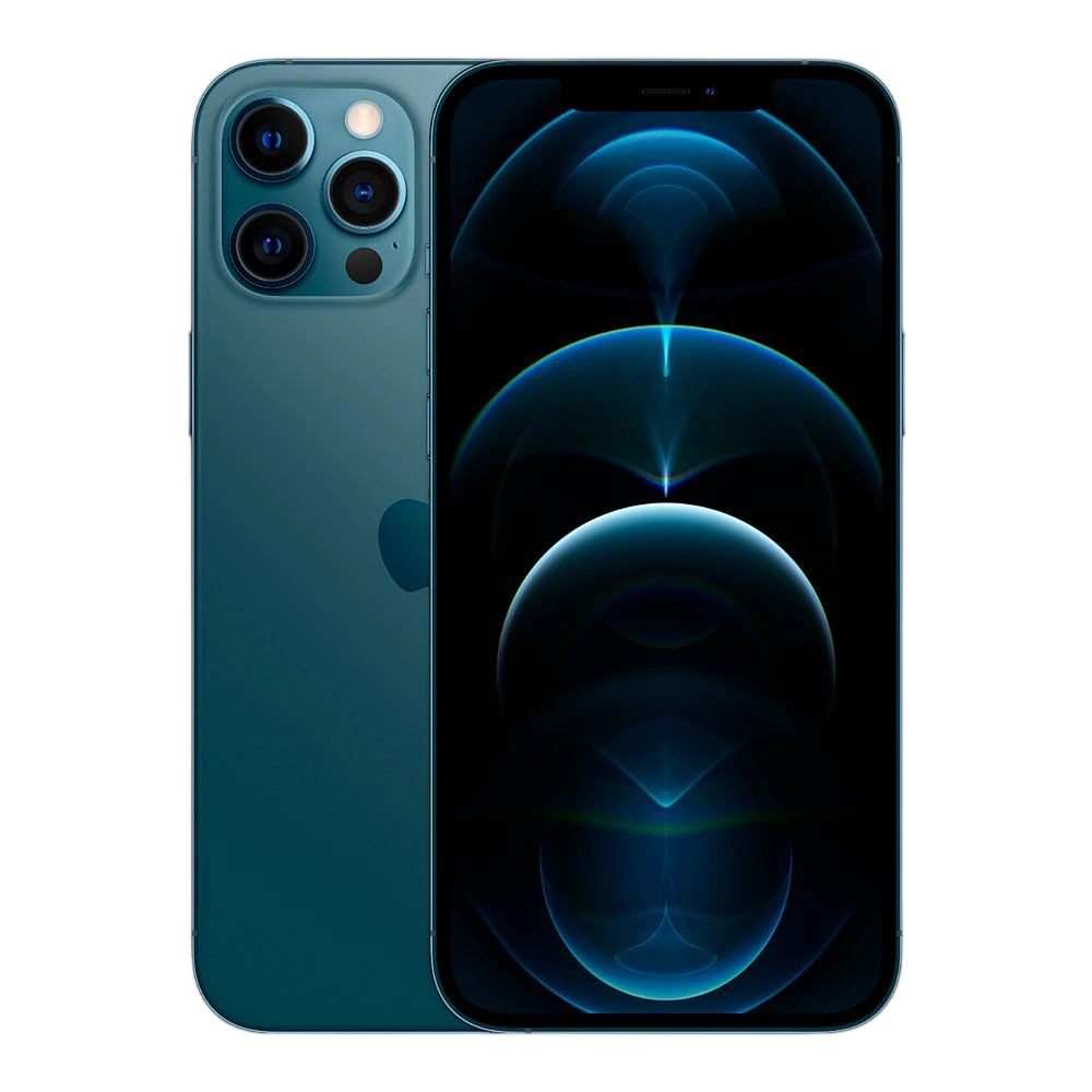 Supplied Apple iPhone 12 Pro Max 128GB in Pacific Blue model image, front and back
