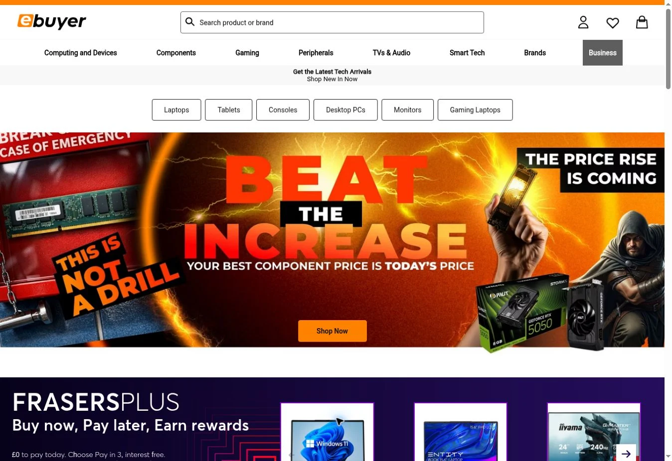 Ebuyer desktop website preview