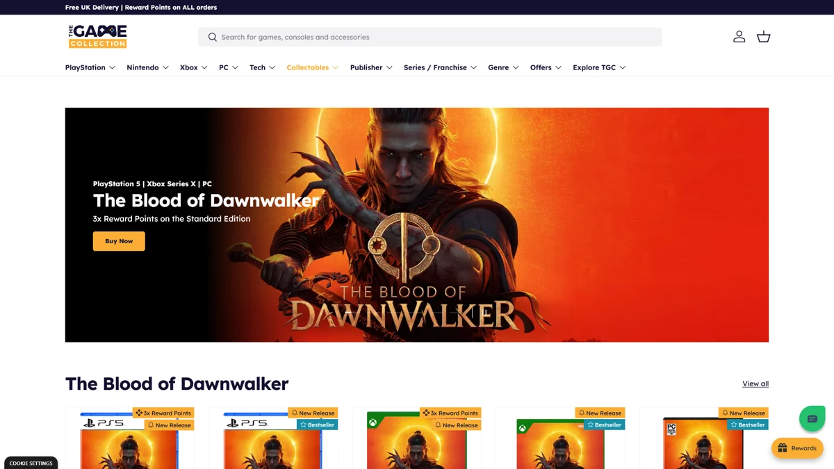 The Game Collection desktop website preview