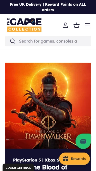 The Game Collection mobile website preview